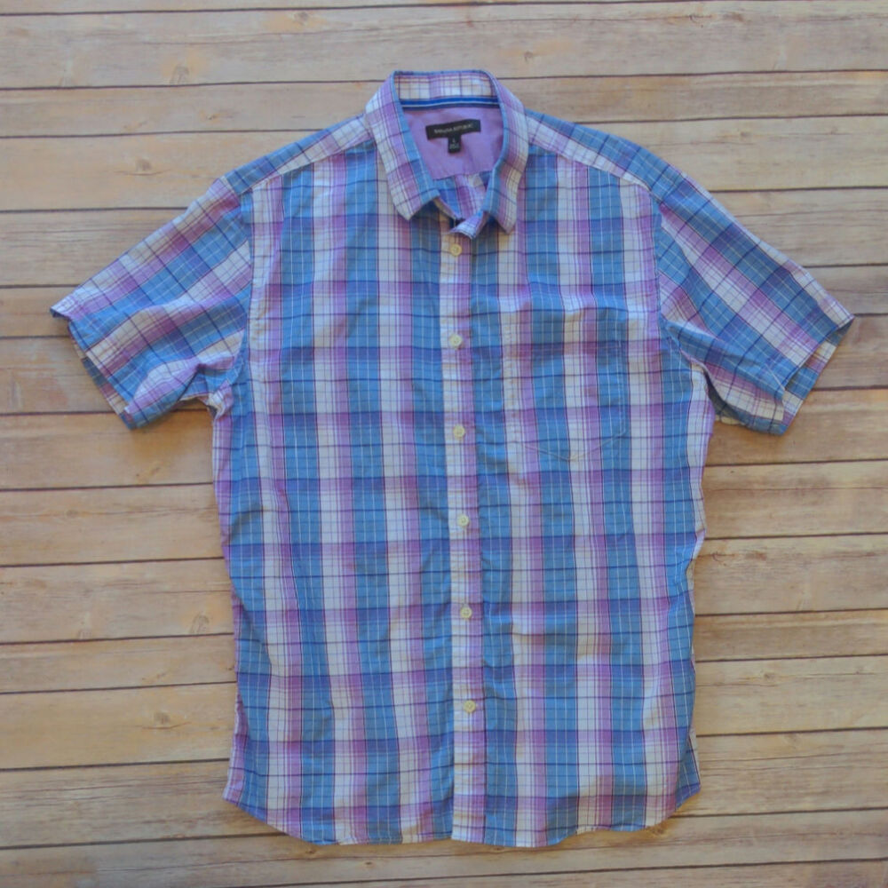 Banana Republic Blue /Purple Plaid Button-up Collared Shirt -Large